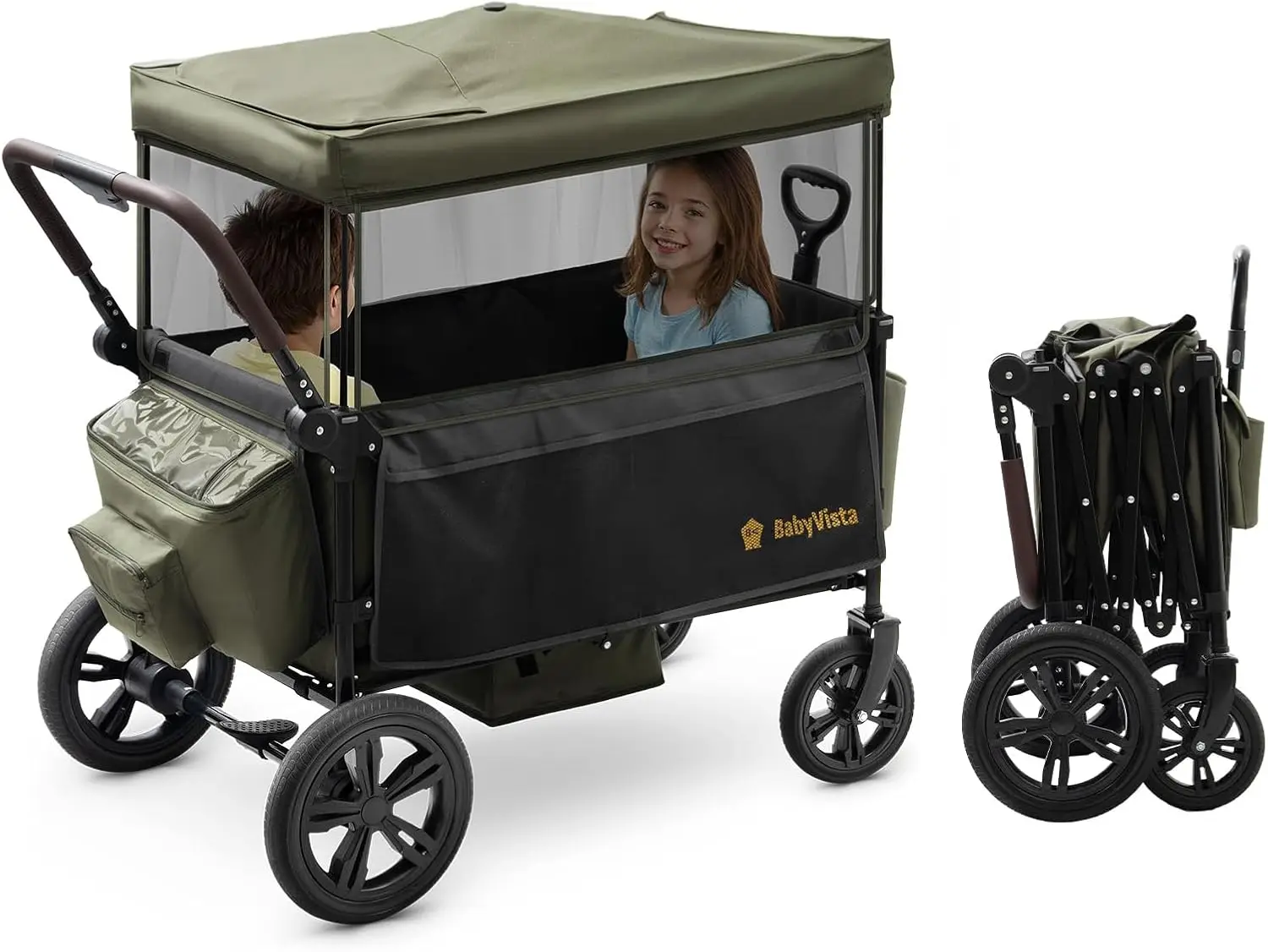 Stroller Wagon for Kids, One-Hand Adjustable Push/Pull Handle | Spacious Storage, 8