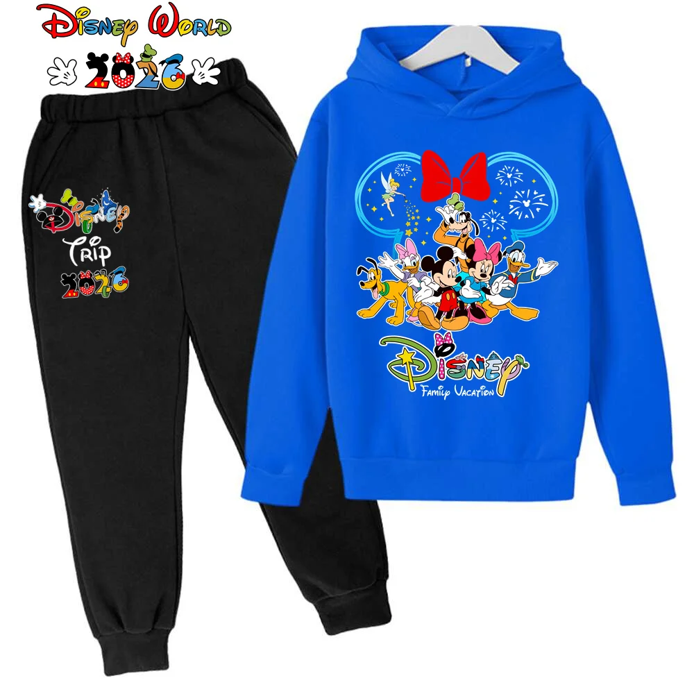 

Детская толстовка с капюшоном и карикатурным принтом Disney 2026: одежда для отпуска в Диснейленде, мультяшный стиль, милый дизайн для девочек и мальчиков