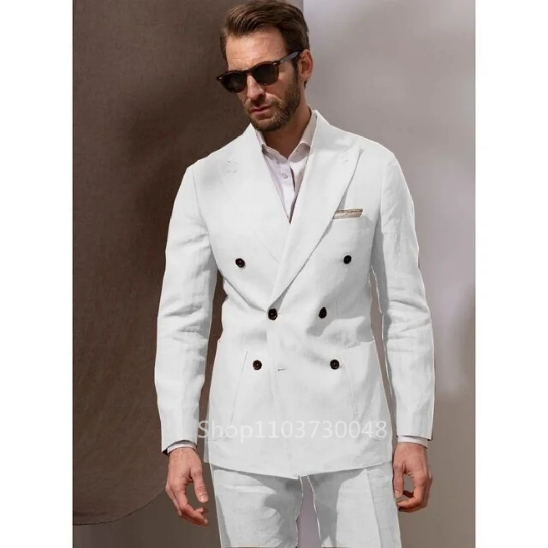 

Handsome 2 Pieces Men Wedding Prom Dress Suits Double Breasted Peak Lapel Blazer Business Men Suits Groom Party Tuxedos Set