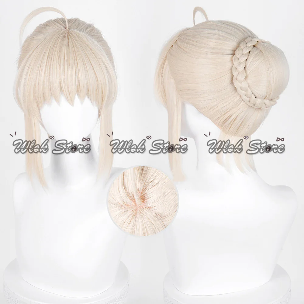 เกม Honkai Star Rail Fate Saber คอสเพลย์วิกผมสีบลอนด์วิกผม Bun ฮาโลวีน Carnival Party สําหรับผู้หญิงหญิงบทบาทเล่นอุปกรณ์เสริม