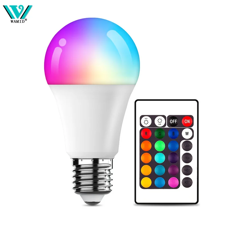

16 Colors RGB Bulb LED Multicolor Bulb E27 Base 220V Household Lighting Dimmable 24 Key Remote Control Atmosphere Neon Light