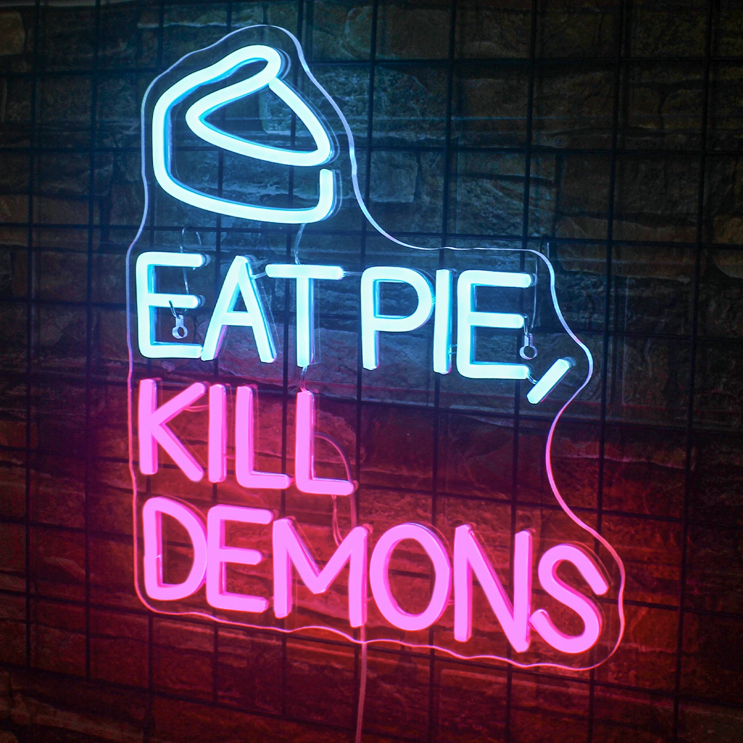 Eat pie kill demons neon sign Home party neon light bar shop restaurant wall art decoration glowing sign Personalized neon light