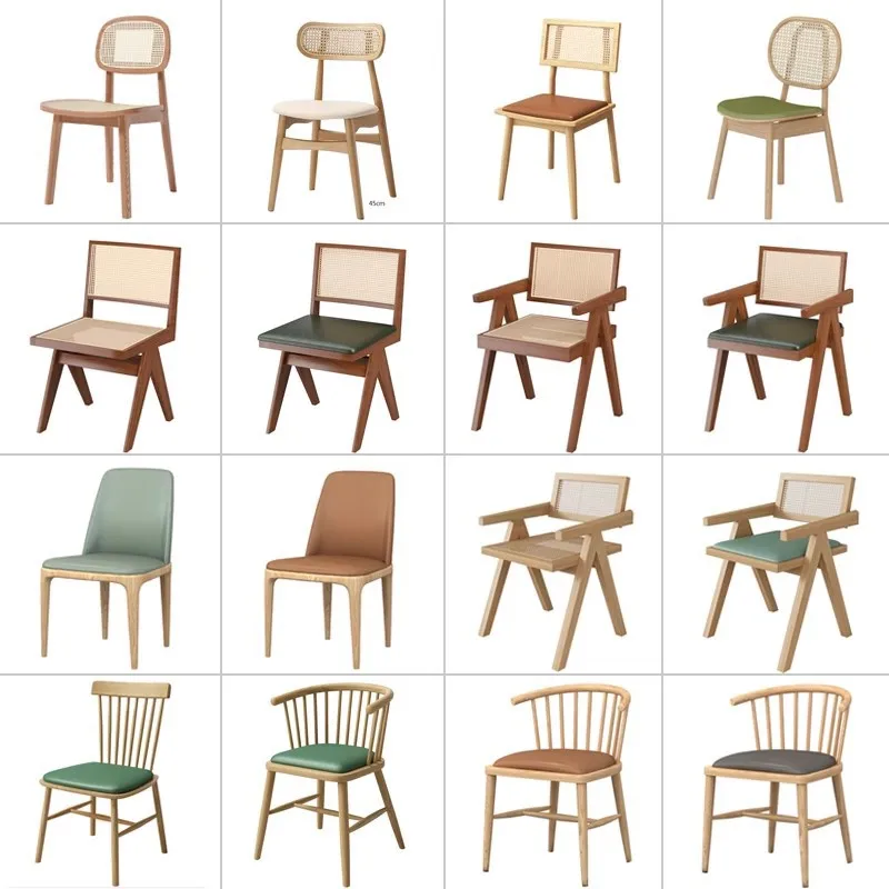 Company School Canteen Restaurant Solid Wood Chair Hot Pot Hotel Noodle House Snack Dessert Milk Tea Shop Dining Chair