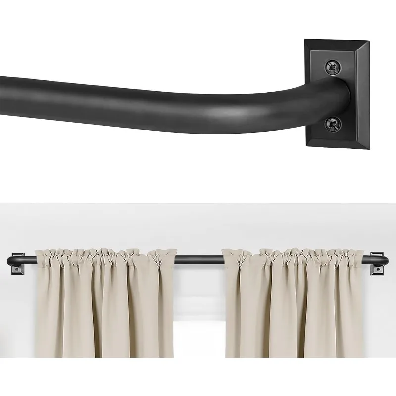 Black Curtain Rods, Room Darkening Curtain Rods for Windows 48 to 90 Inches(4-7.5Ft), Wrap Around Curtain Rods