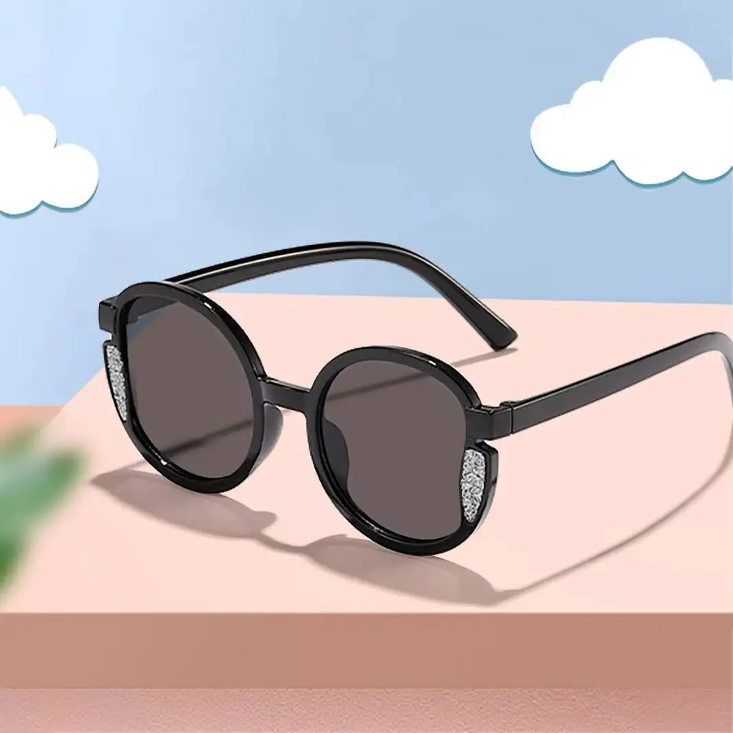 2026 Cute Baby Street Style Outdoor Sunshade Sunglasses Children's New Macaron Color Shimmer Round Frame