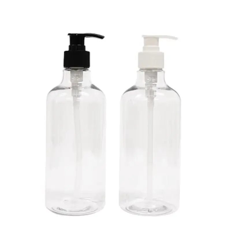 

10Pcs Round Shoulder Bottle 500ML Empty Plastic Transparent Black White Lotion Pump Refillable Cosmetic Packaging Container