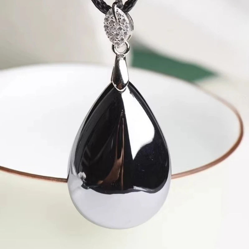 Natural Terahertz Heart Pendant Women's Melting Ice Cold-resistant Stone Necklace