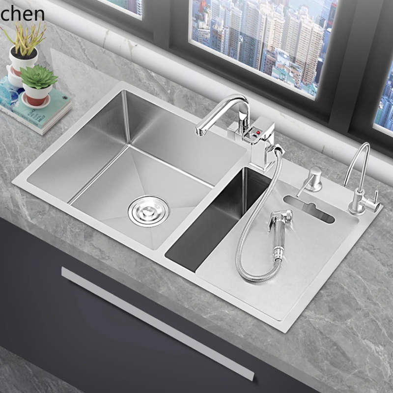 YFY  Kitchen Large Size Sink 304 Stainless Steel Household Dishwashing Basin