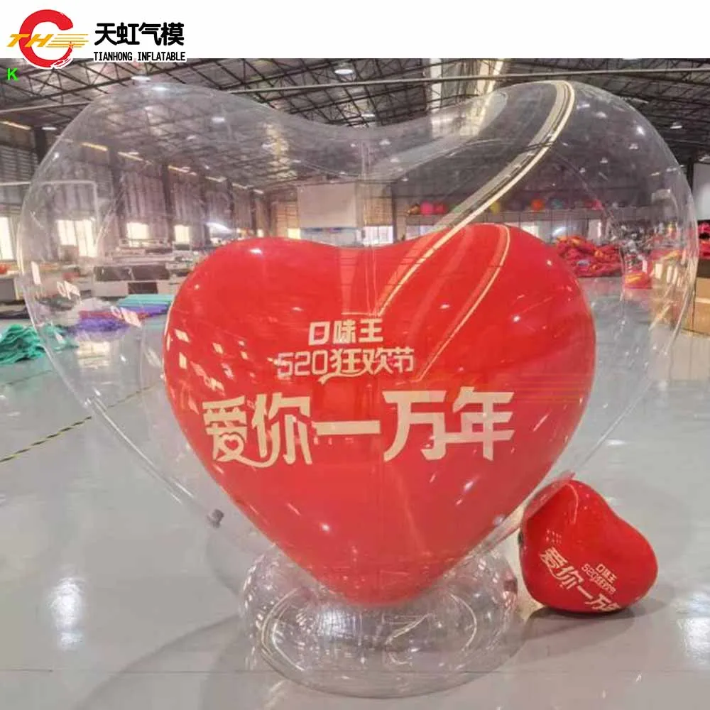 

Двухслойный воздушный шар ко Дню святого Валентина, прозрачные надувные воздушные шары в форме сердца из ПВХ для свадебных вечеринок, украшения сцены