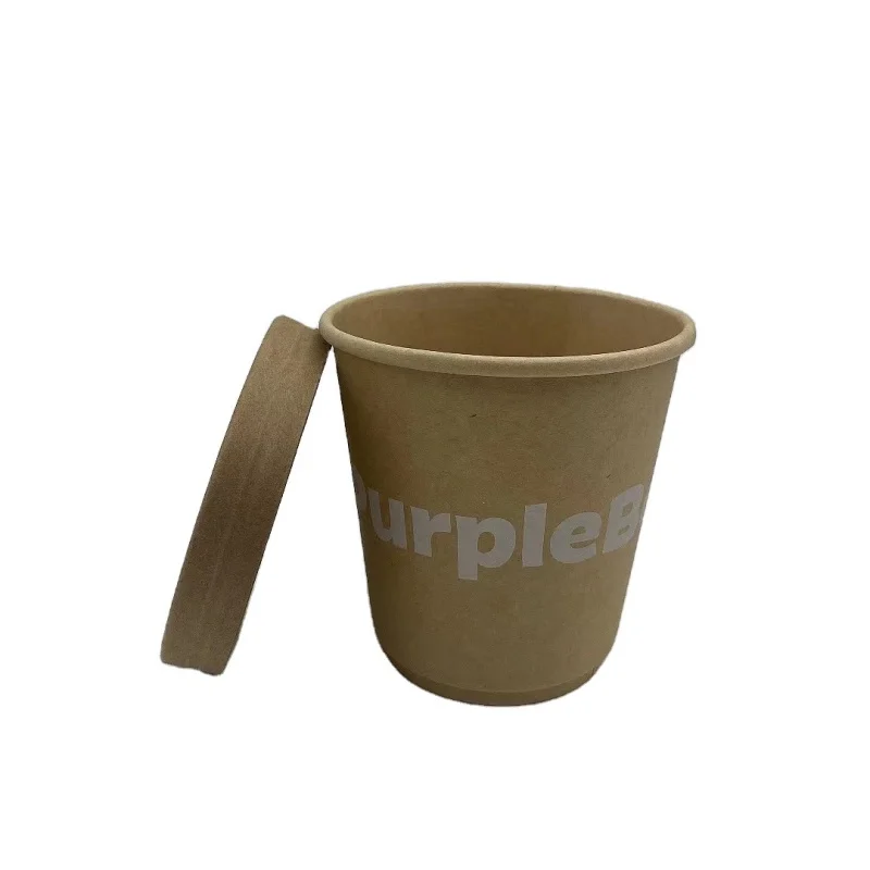 Taza de Papel Kraft con tapa de papel, cuencos de sopa calientes para llevar, impresión personalizada, producto personalizado, 32oz