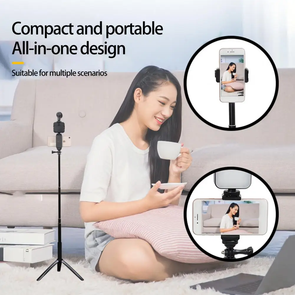 1 Set Live Tripod Set Bluetooth-Compatible Remote Control LED Fill Light Rotatable 49cm 4 in 1 Collapsible Selfie Stick Kit