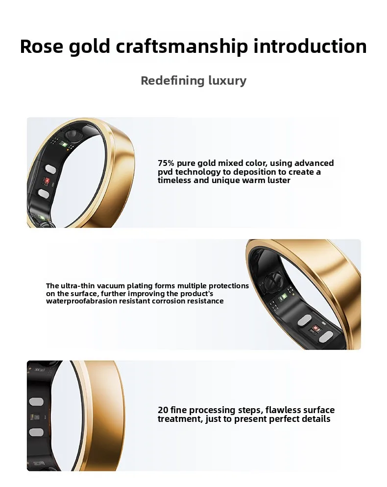 Nieuwe slimme ringslaaphartslag- en bloedzuurstofmonitor IP68, Bluetooth, waterdicht, meerdere trainingsmodi, Android en IOS