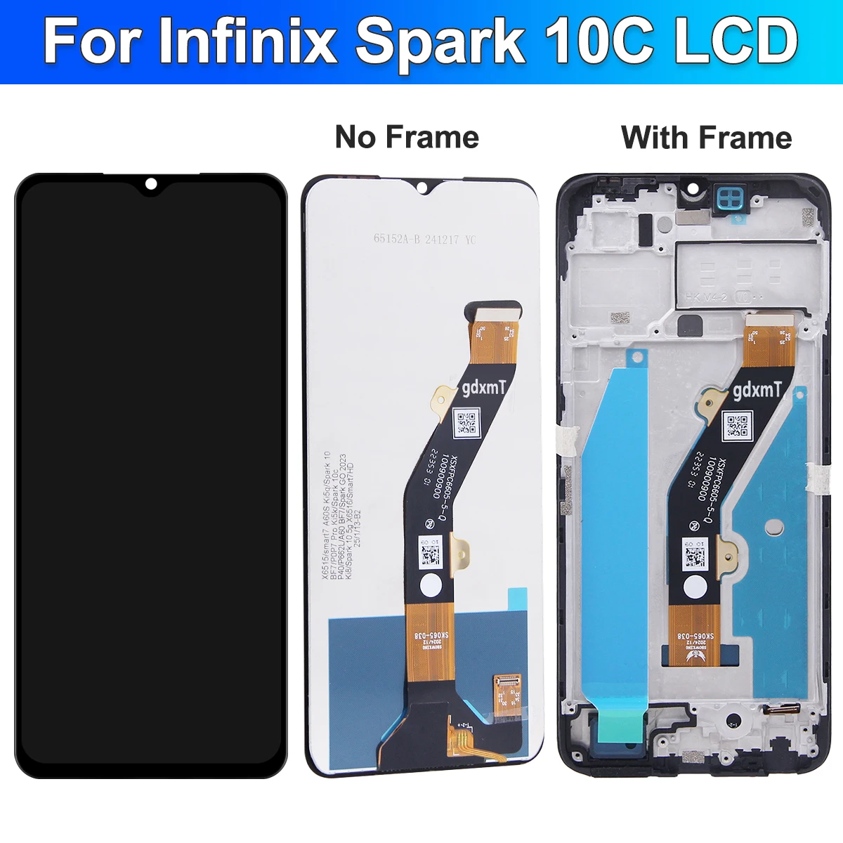6.6'' LCD Display for Tecno Spark 10C KI5k KI5m 100% Tested Touch Screen Digitizer Assembly with Frame