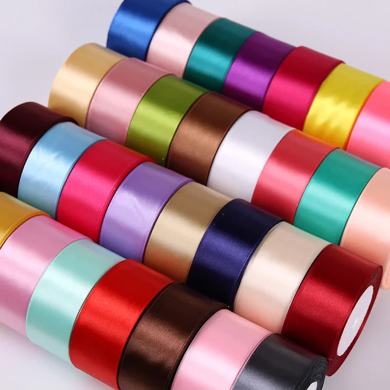 25Yards 6/10/15/20/25/40/50mm Silk Satin Ribbon Wedding Party Christmas Ribbon Flowers Gifts Decorated DIY Apparel Sewing Fabric