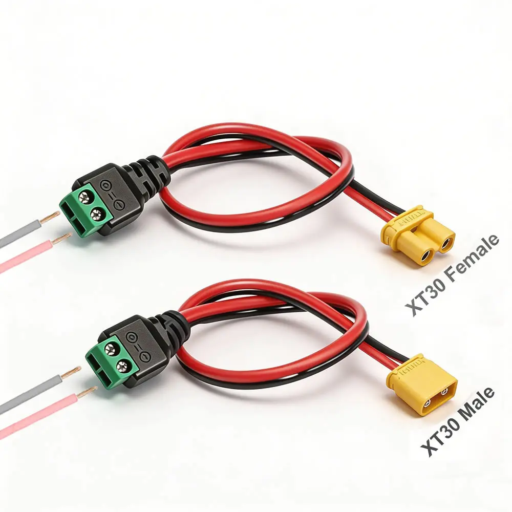 2-Pin Terminal Lötfreier zu XT30 Stecker-Buchse-Adapter Ladeanschlusskabel, für RC Lipo Akku, Auto, Boot, FPV Racing Drohne
