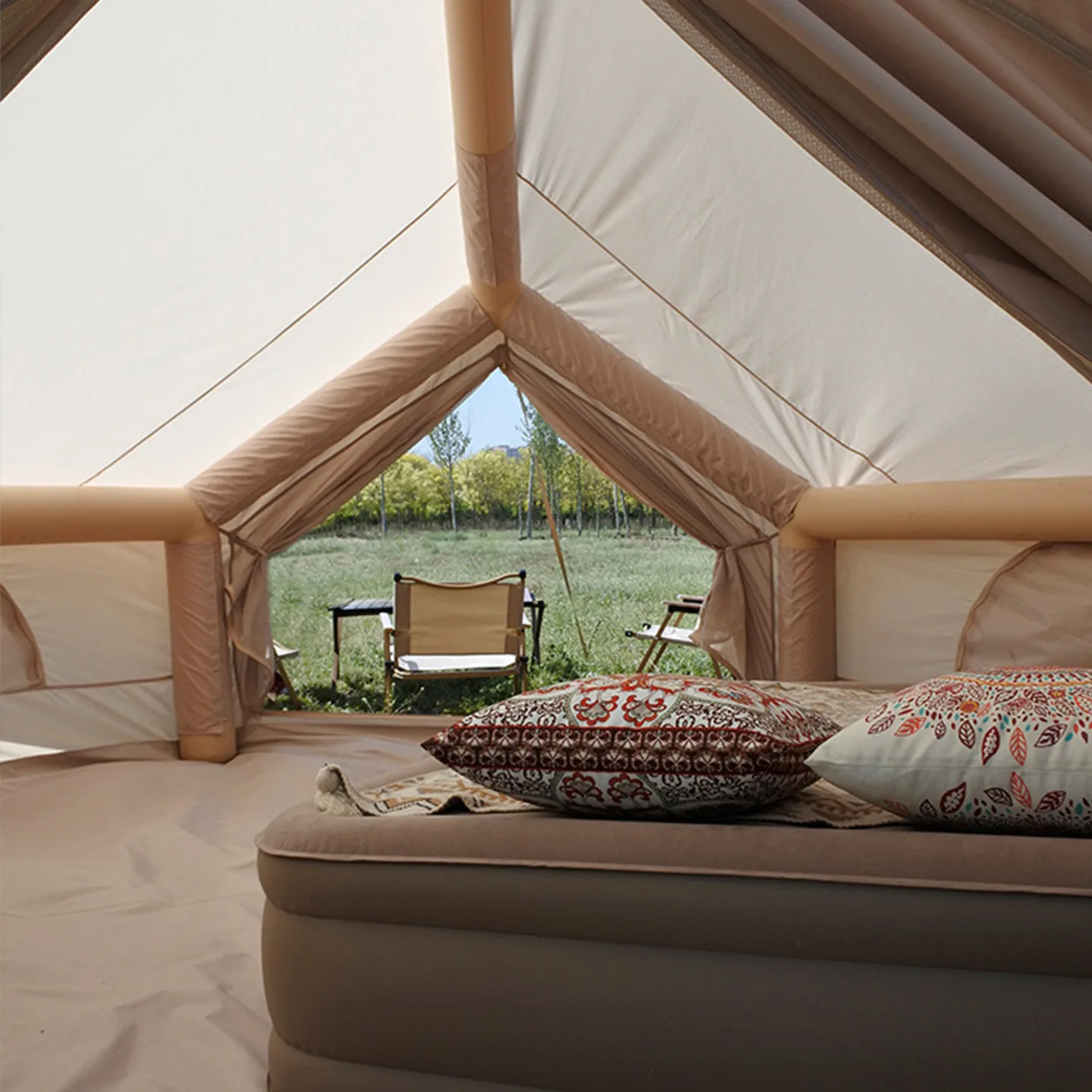 Integrated Inflatable Tent Mongolian-style Yurt No Assembly Required Camping Outdoor Pyramid Tent Oxford Cloth Four-season