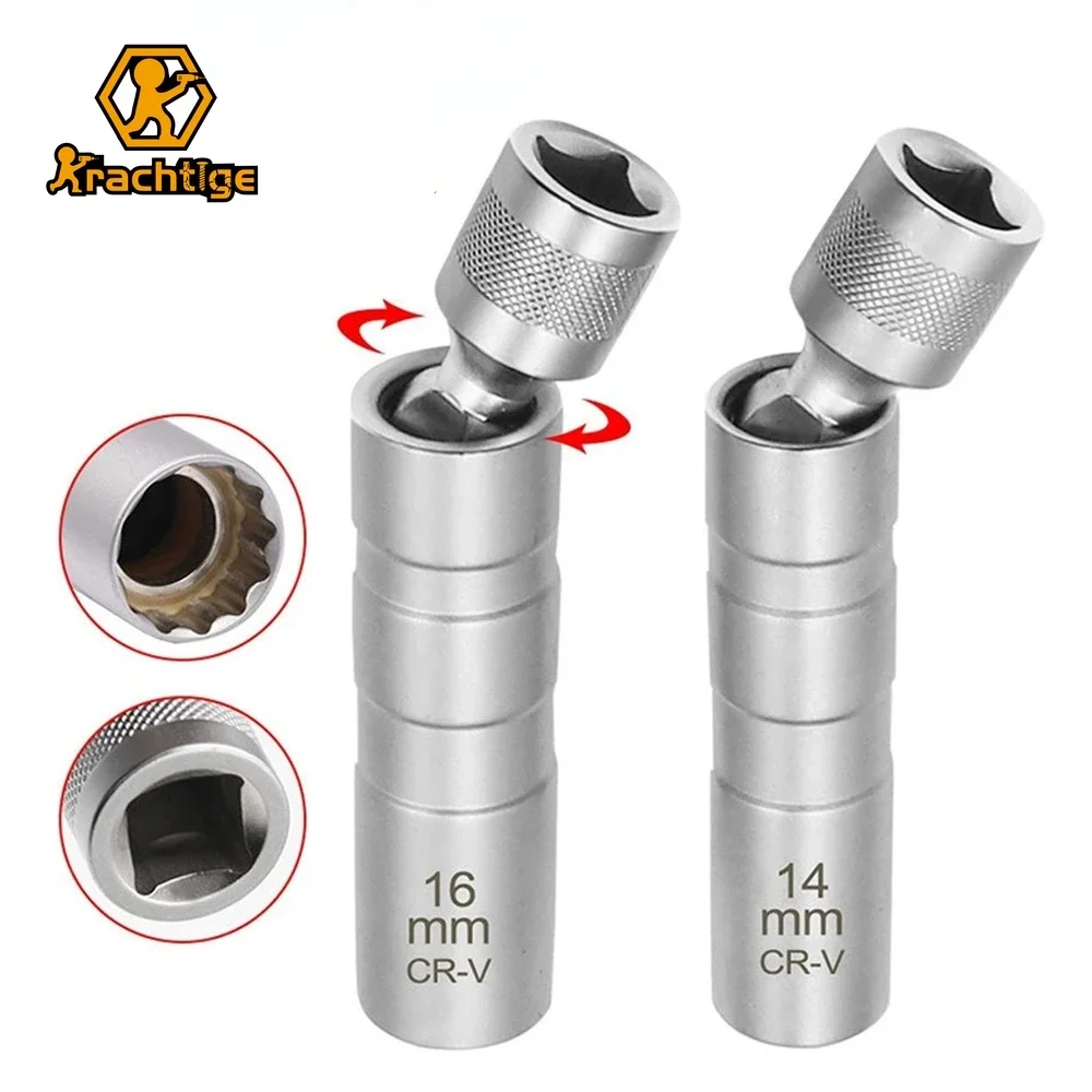 

Krachtige Socket Wrench Magnetic 12 Angle Repairing Removal Tools Thin Wall 3/8" Drive Sockets 14/16mm Spark Plug