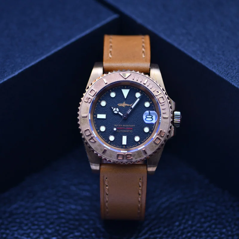 Heimdallr  Bronze Ghost Diving Watch 40mm C3 super luminous Sapphire crystal Black/Green Dial 30ATM Waterpoof Mechanical Watch