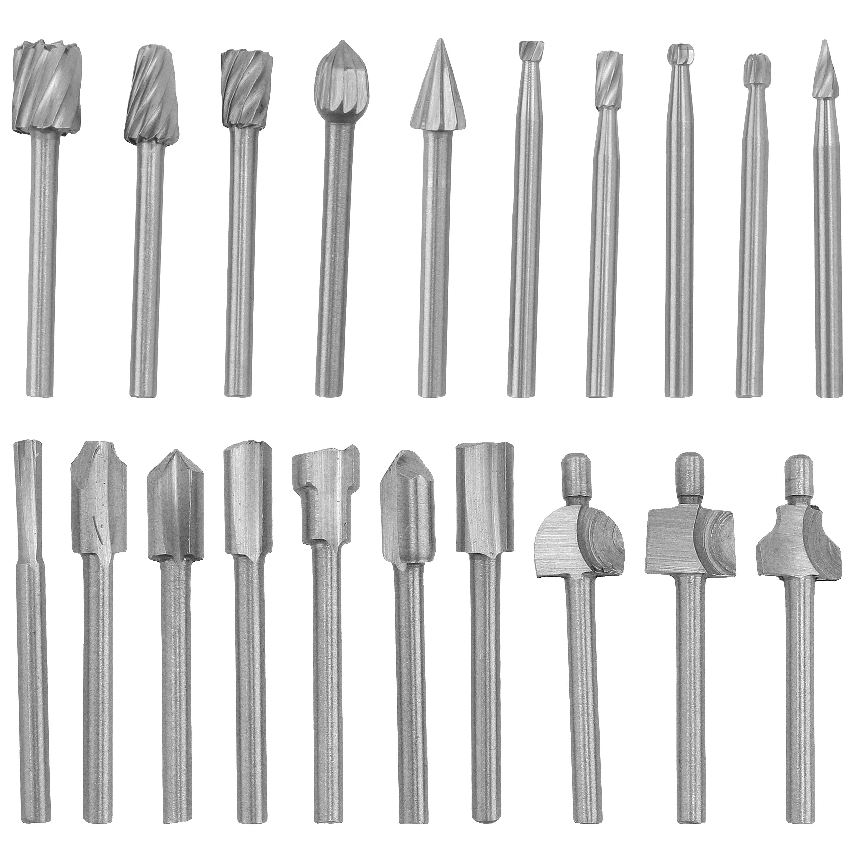 ABLL-20Pc HSS Router Carbide Engraving Bits For Dremel Router Bit Set 1/8 Inch(3Mm) Shank For Dremel Proxxon Rotary Tools