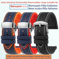 5000 fluororubber strap for Blancpain Fifty Fathoms 5100 5015 5008 5054 5066 watch strap New scuba Fifty Fathoms 23mm 22mm band