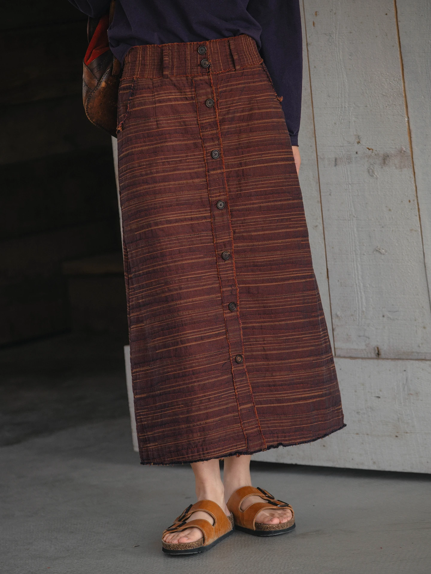 

Юбка миди А-силуэта Namsan из цветного тканого хлопка с подолом, дышащая, женская, со средней талией, китайское производство, весенняя коллекция