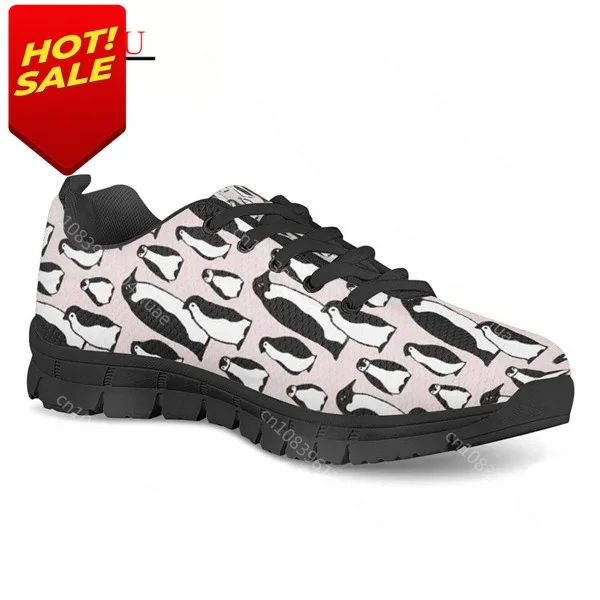 Simpatico Cartone Animato Pinguino Stampa Uomini Scarpe Casual Maschio Lace Up Scarpe Basse Animali Schizzo Personalizzar