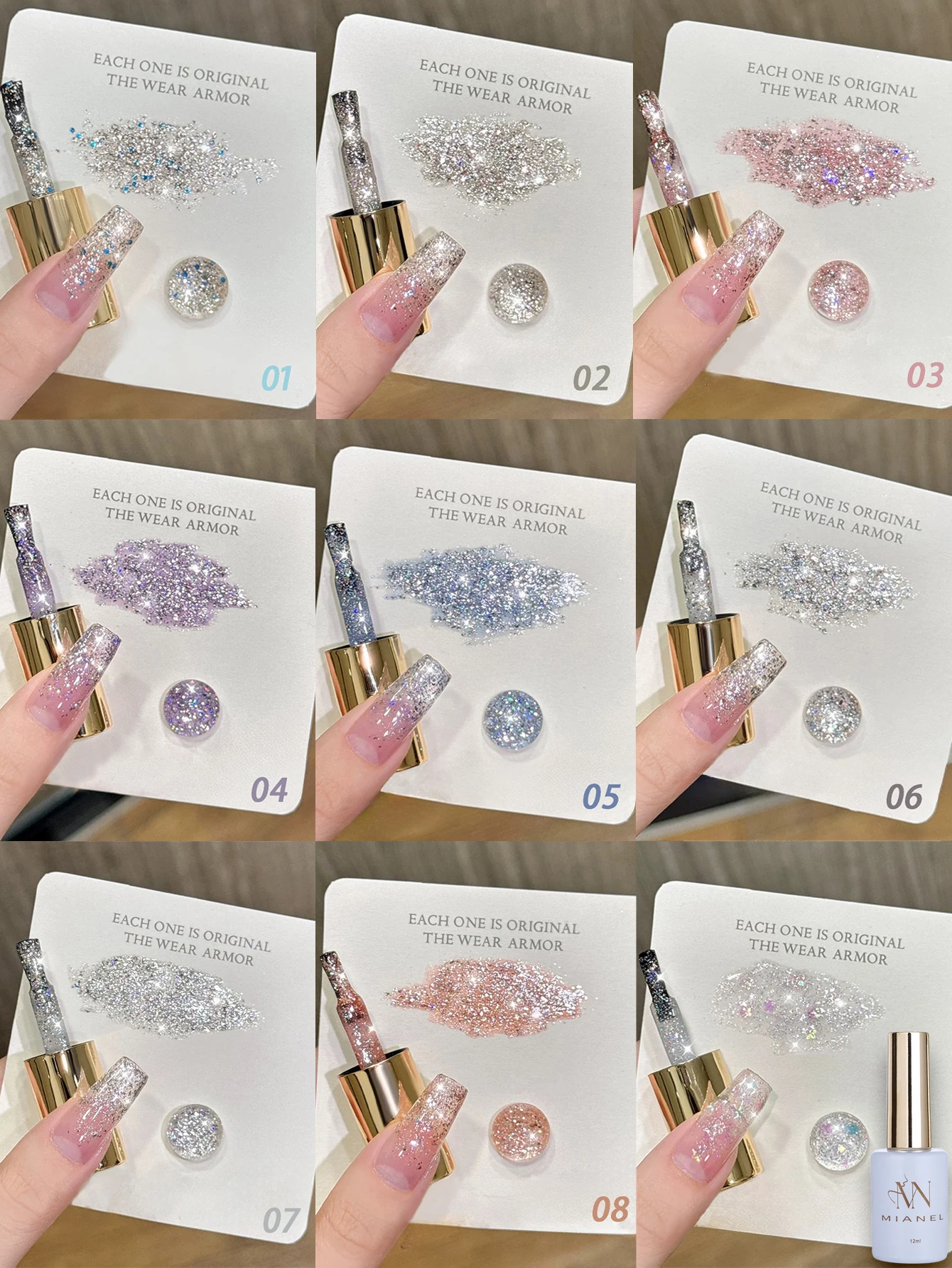 MIANEL 12ML Weißer Nagellack Jimeng Hochzeitskleid Feiner Glitzer-Gel-Nagellack Super Glänzender Glitzer-Nagellack für Nagelkunst-Salon – Detail 17