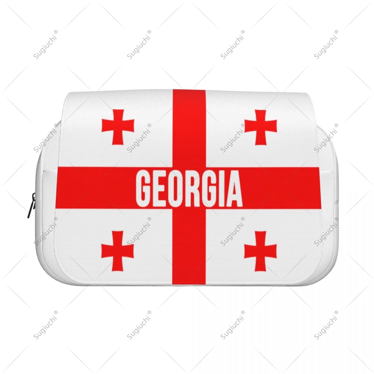 Pencil Case Scissors Bags 3D Georgia Flag Double-layer Oxford Cloth Stationery Storage Pen Box Case