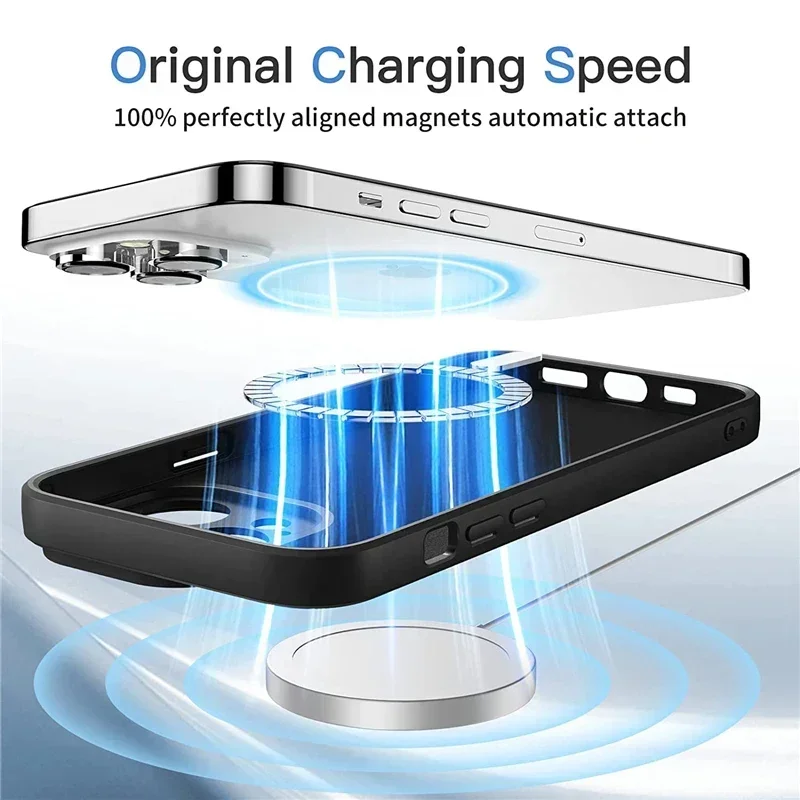 Wrist Strap Silicone Phone Case For iPhone 16 14 13 15 Pro Max 12 11 XR XS Plus SE For Magsafe Magnetic Wireless Charging Cover