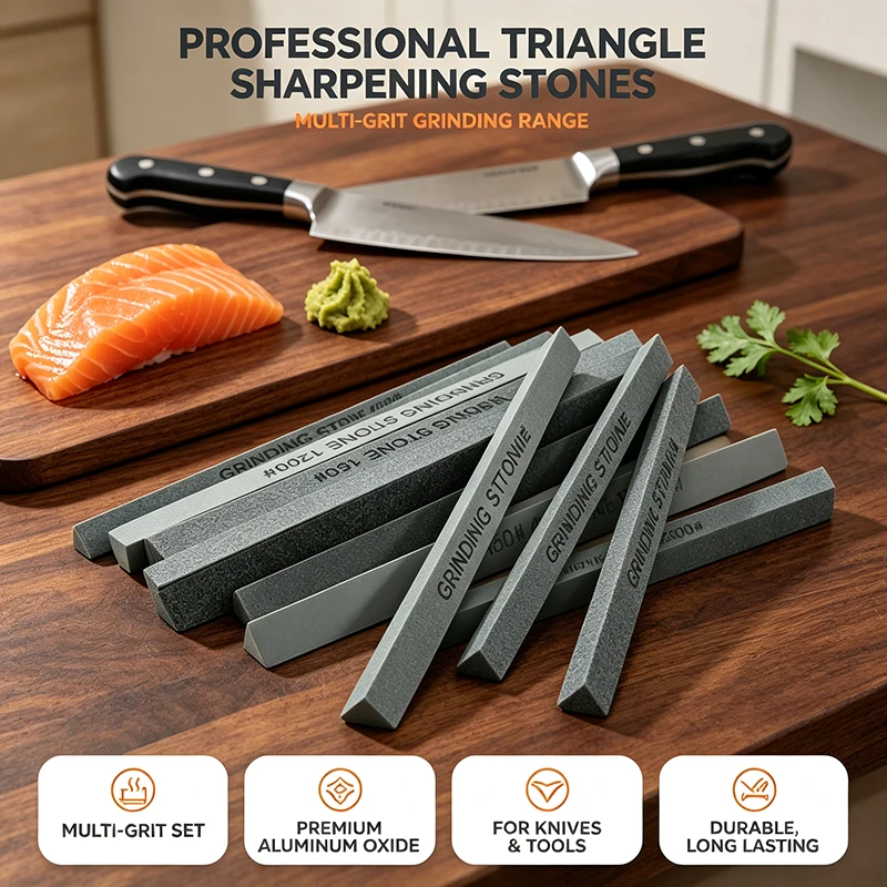 Knife Sharpening Kit Whetstone 80-3000 Grit Silicon Carbide Sharpening Stone Set Triangle Oil Stone for Kitchen Knives Scissors