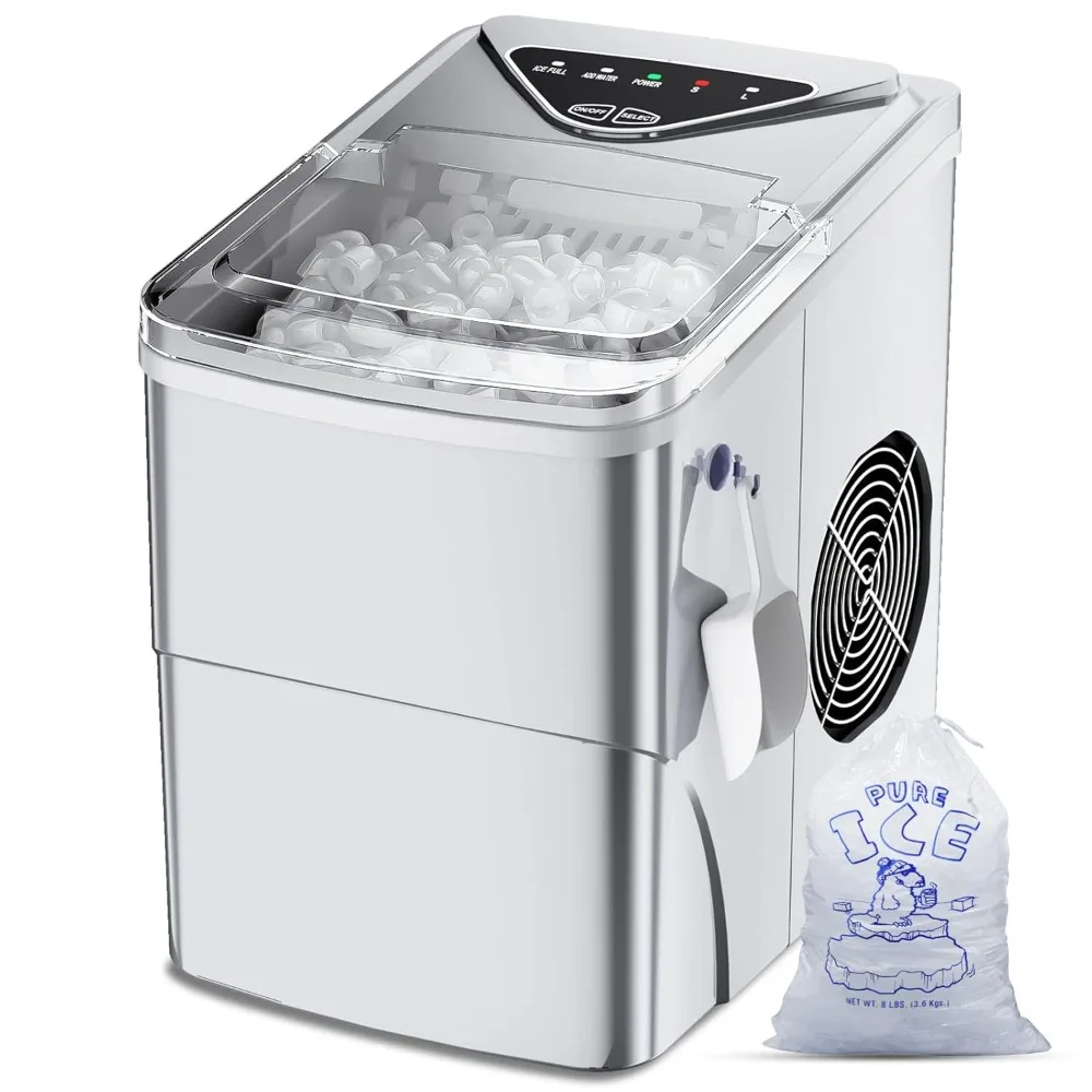 

Ice Makers Countertop, Self-Cleaning Function, Portable Electric Ice Cube Maker Machine, 9 Bullet Ice Ready in 6 Mins