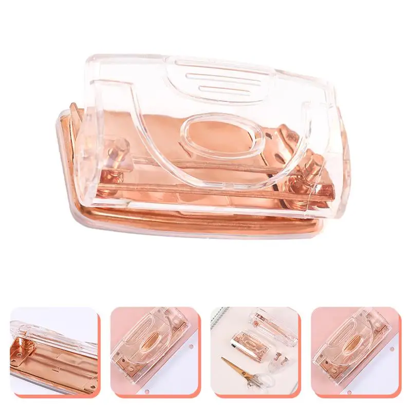 

Hole Puncher Punch Paper Office Card Ring Planner Portable Two Household Binder Multi Function Gold Punches Heavy Duty Single