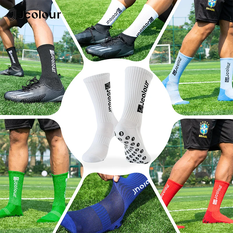 جوارب رياضية عصرية متعددة الألوان، جوارب كرة قدم مضادة للانزلاق، جوارب مرنة لركوب الدراجات، جوارب من مادة البولي أميد