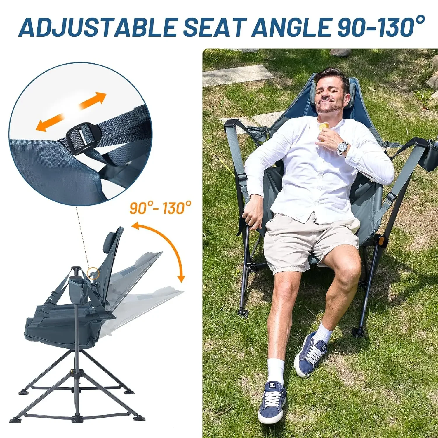 Heavy   300lbs Capacity Folding Hammock Camping Chair with Adjus  Backrest Por  for Outdoor Camping Picnic  ized