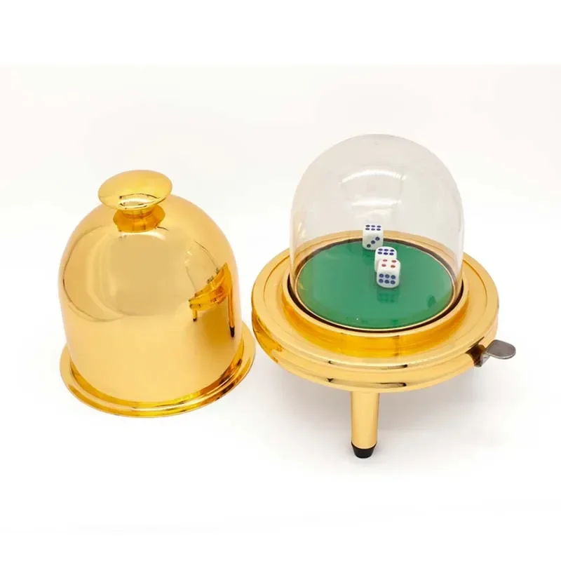 

2025Fully Sealed Electric Casino Accessories Golden Gloss Poker Dice Cup With Cover Electronic Dice cup