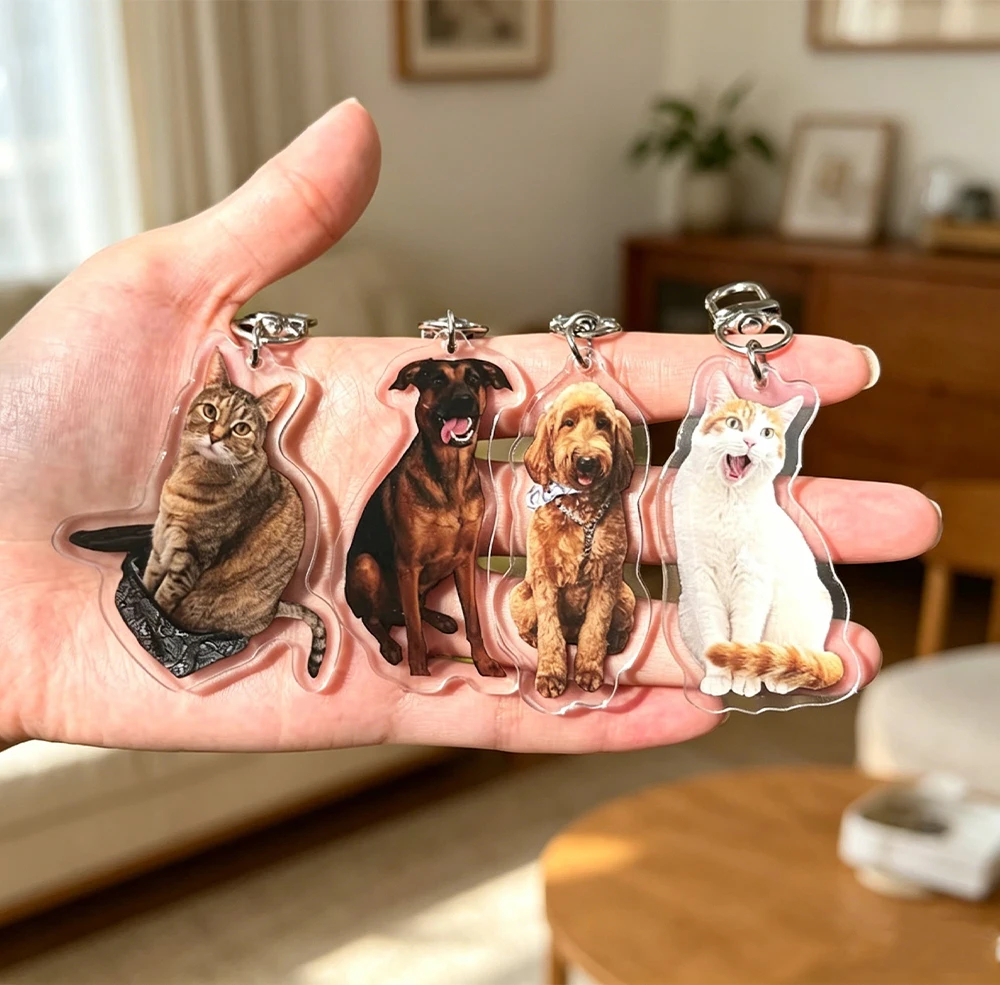 Customized Acrylic Personalized Commemorative Pet photo Keychain The Best Gift For Commemorating Pet To Carry With You Souvenir