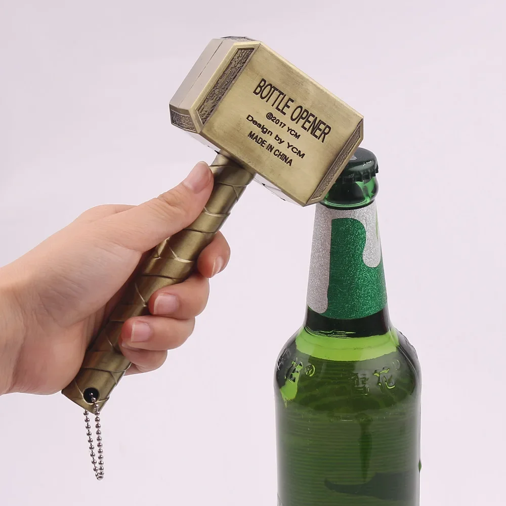 Dobeli large Size Beer Bottle Opener Multifunction Hammer Thor Shaped Beer Bottle Opener With Long Handle Kitchen Bar tool