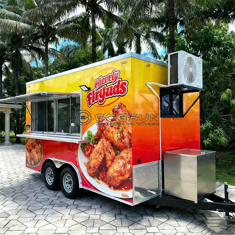

COGSUN Mobile Food Truck Trailer Customized Outdoor Ice Cream Truck Full Kitchen Equipment Coffee BBQ Pizza Tuk Trucks
