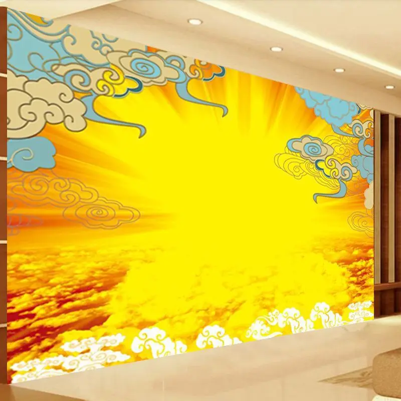 Background wallpaper color Buddha Guang Tiangong Heavenly Court mural Buddha Guang Pu Zhao Xianjia Taoist wallpaper