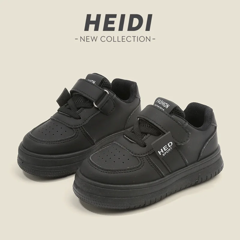 

Children Spring Autumn Boys Simple Casual Shoes Black Girls Soft Soles Solid Color Sneakers Platform Shoes Velcro Baby Shoes