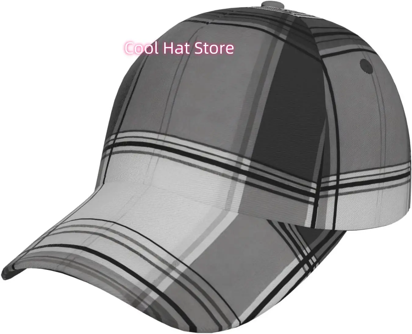 Grey Plaid Pattern Pattern Baseball Cap Adjustable Cotton Baseball Hat for Sports, Outdoor, Travel Gifts for Men