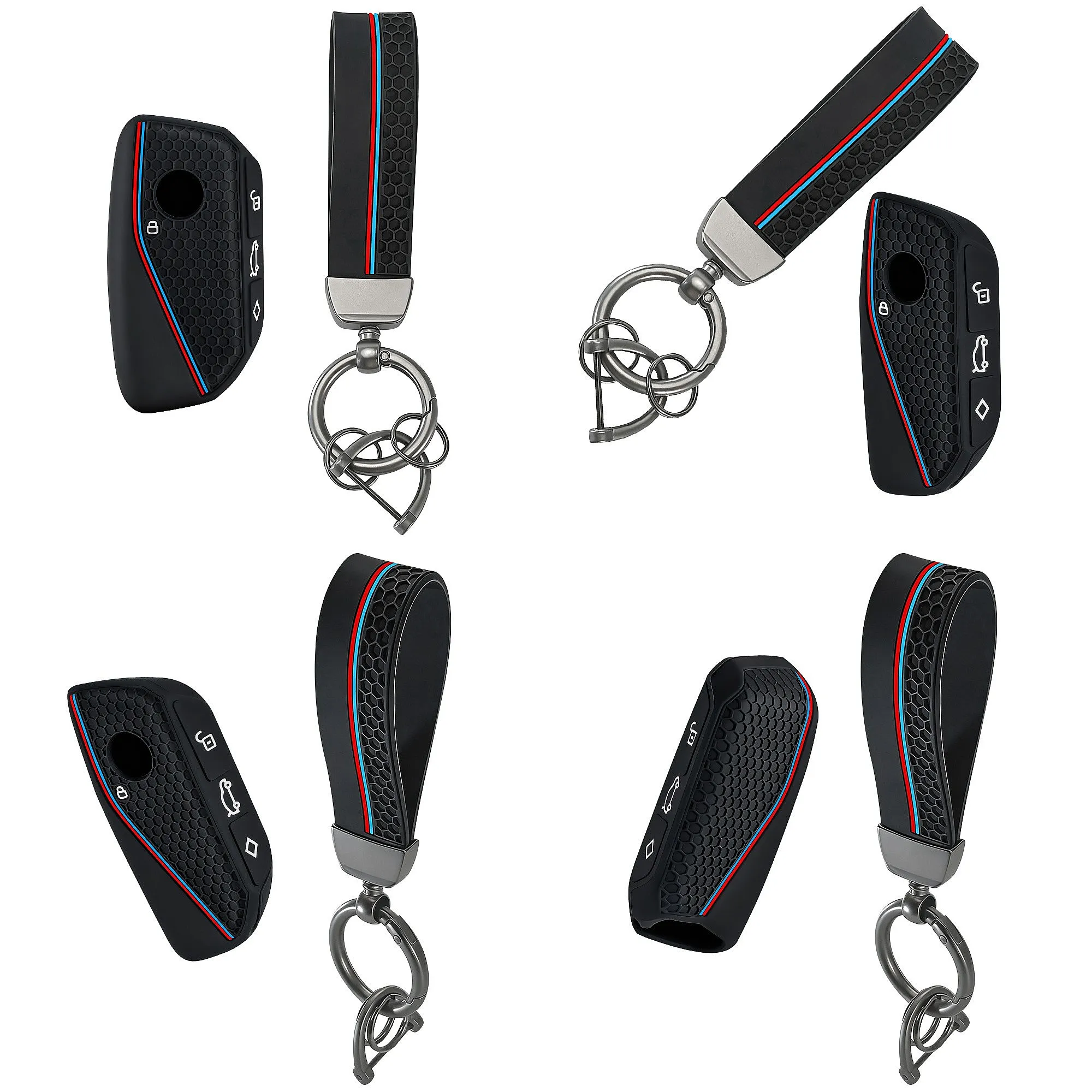 Silicone Car Key Fob Cover Keychain For BMW 7 Series 735i 740Li X7 X1 U11 2023 I7 G07 LCI XM