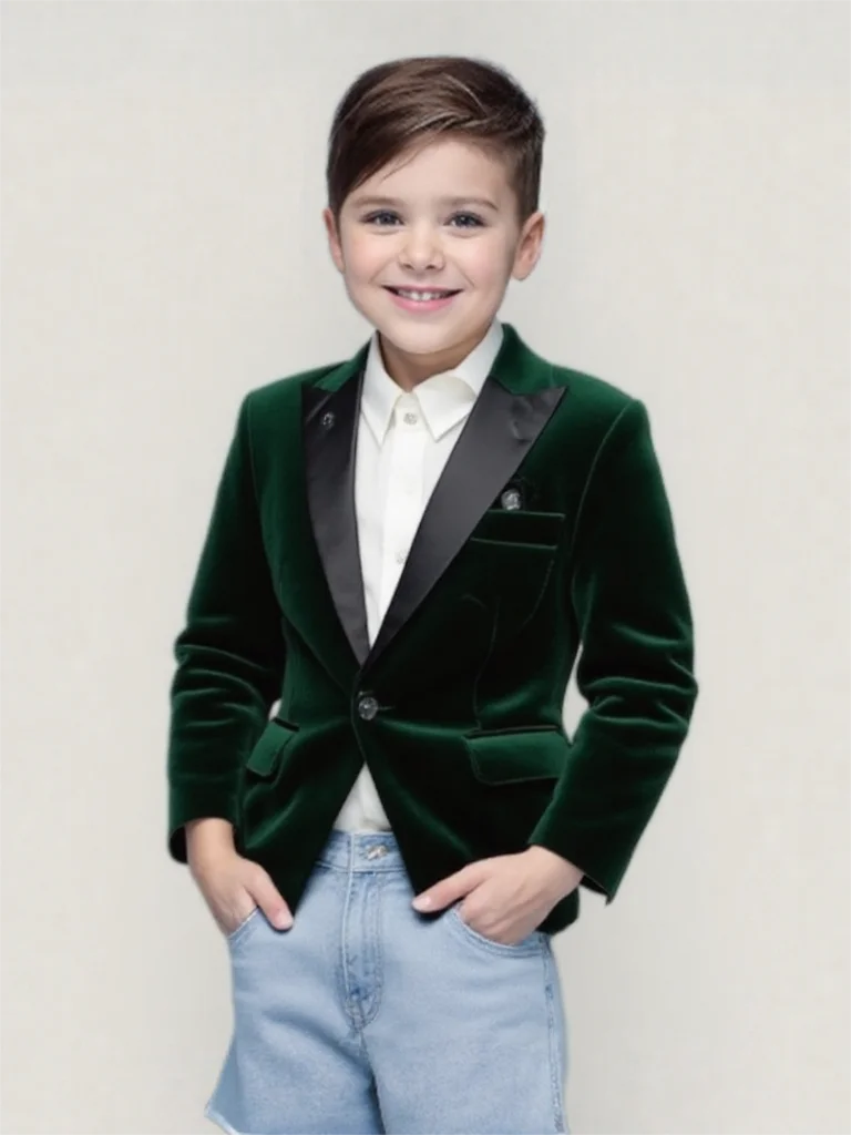 

Blue Velvet Boys Jackets For Wedding Clothing Kids Birthday Party Formal Outfits Ring Bearer Attire Blazers Only Without Pants