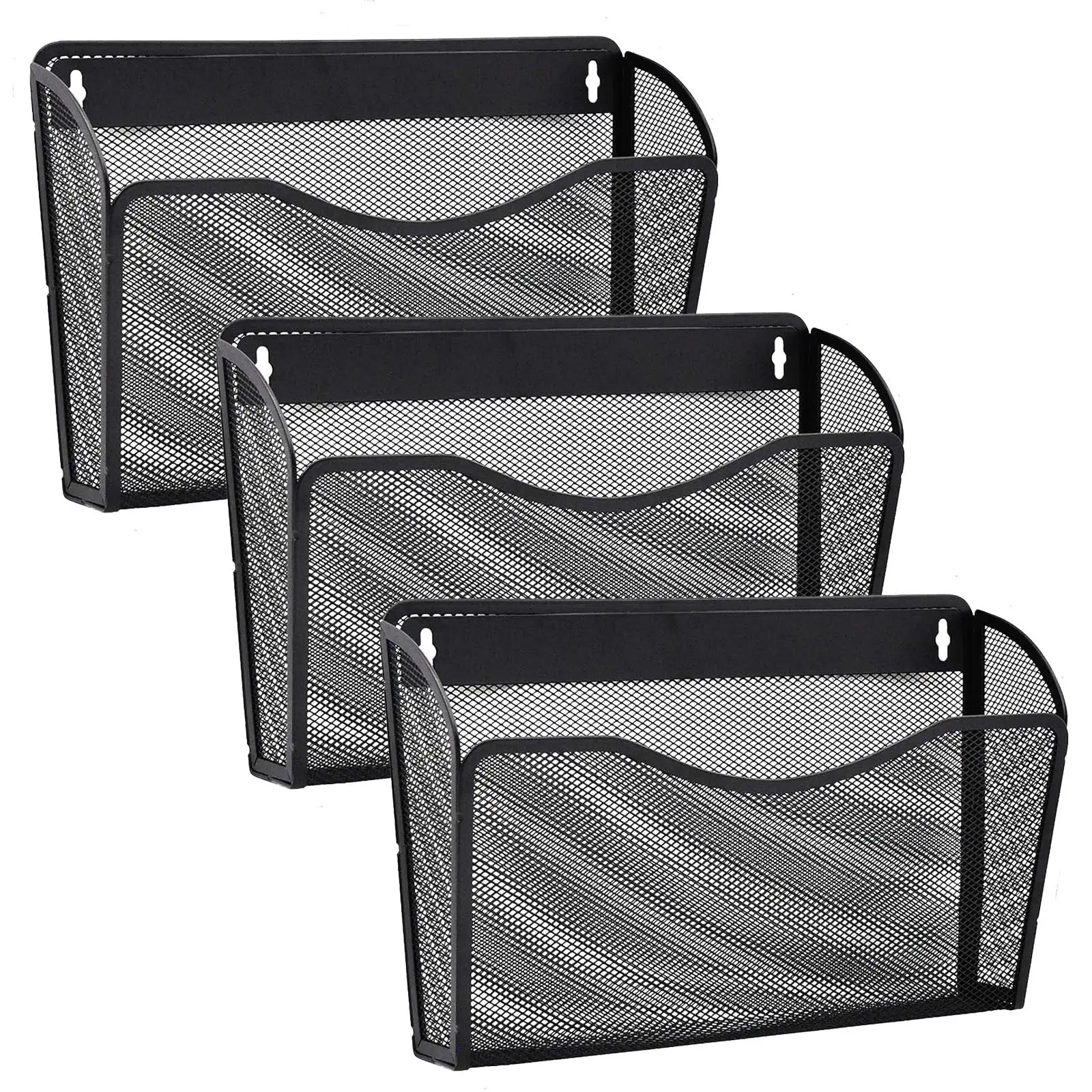 

3 Pack Wall File Organizer, Mesh Hanging Metal Vertical Wall Mounted File Holder for Office/Home