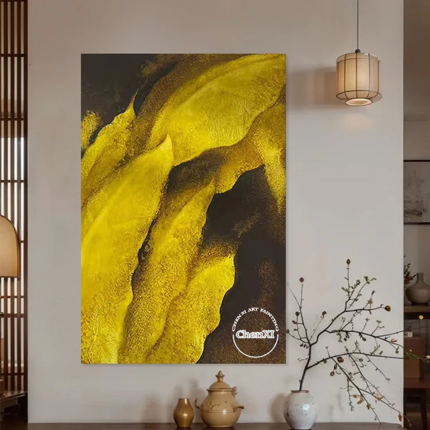 عمل فني للمكتب من القماش، تصميم فني للمناظر الطبيعية التجريدية للنباتات، صورة جدارية مصنوعة يدويًا، بدون إطار، لوحات الانطباعات الفنية