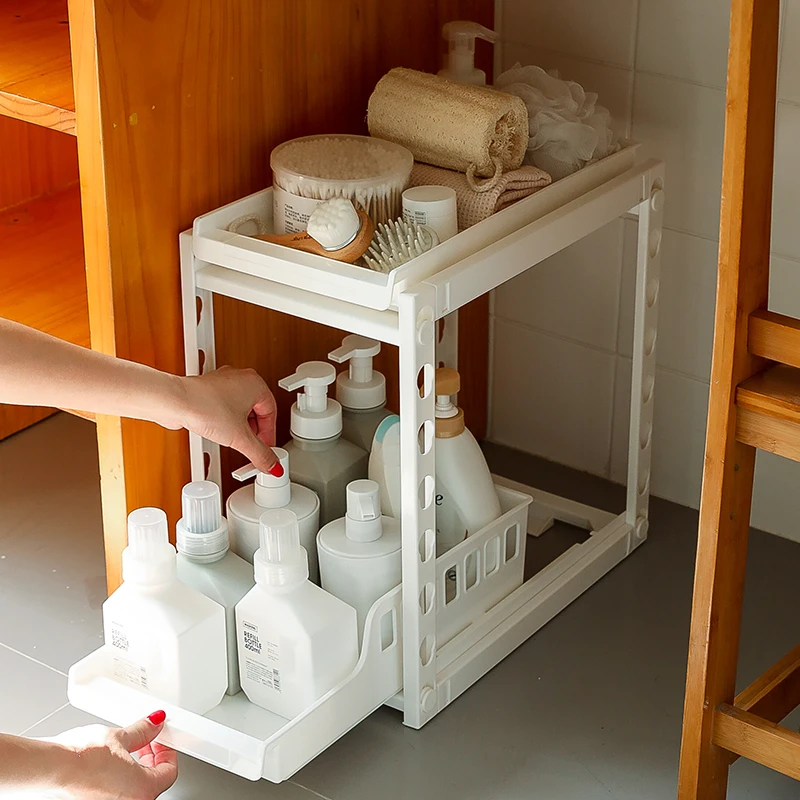 The product can be customized. Kitchen sink shelf drawer push-pull storage rack layered artifact under the bathroom