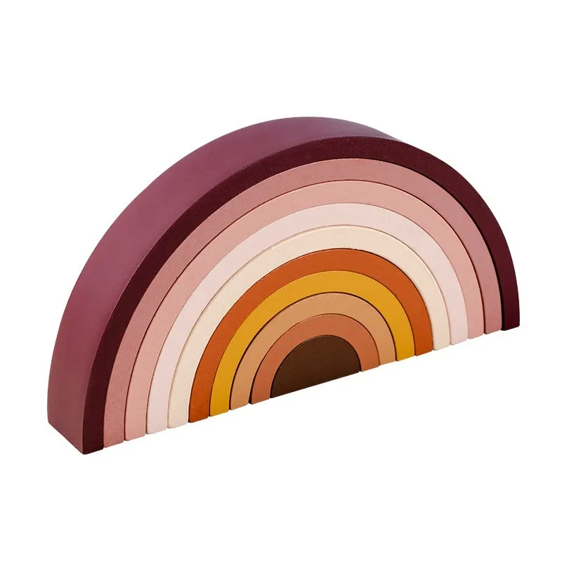 Toddler toys wooden rainbow stacked toys Montessori early childhood education building block toys