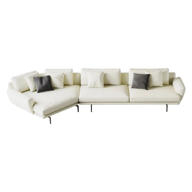 

Minimalist style first-layer leather sofa, Italian light luxury large-sized living room sofa combination corner special-shaped