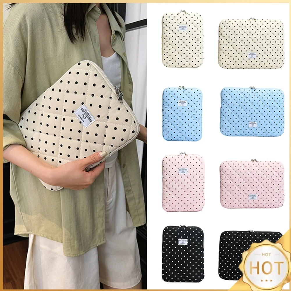 Polka Dot Puffy Laptop Sleeve 11/13/14 Inch Padded Computer Sleeve Shockproof Cute Girl Tablet Bag for Travel Work College Shop