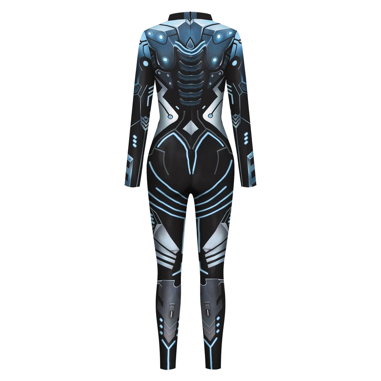 Zawaland Zentai Body de fantasía para adultos, mono de personaje de juego de Robot, ropa de manga larga divertida de Carnaval para mujer